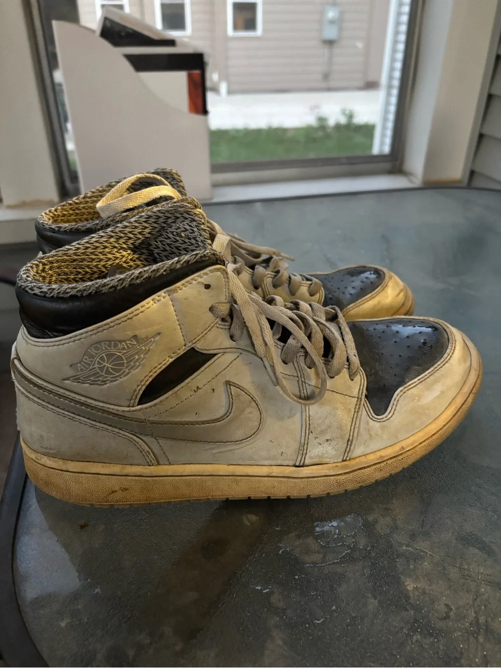 Jordan Mid-Top Sneakers in Beige and Black